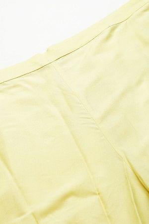 Light Yellow Plus Size Parallel Pants With Pleats And Lace Detail
