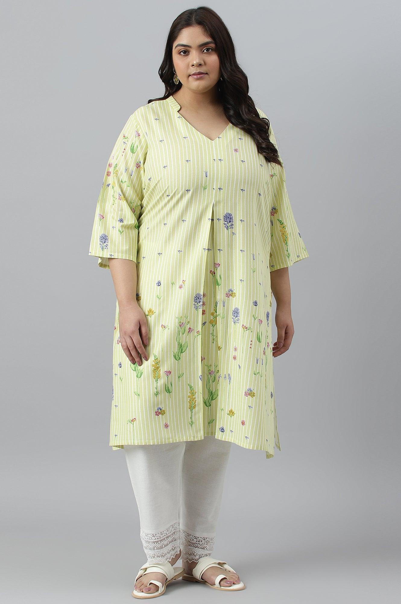 Ecru Slim Pants With Lace Hemline - wforwoman