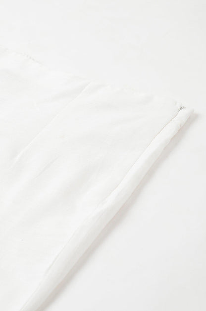 Ecru Slim Pants With Lace Hemline - wforwoman