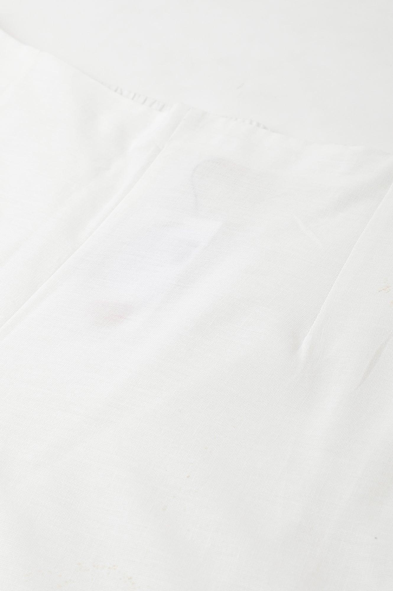 Ecru Slim Pants With Lace Hemline - wforwoman