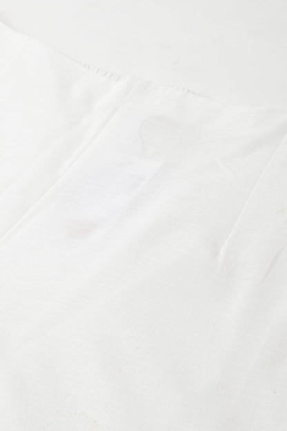 Ecru Slim Pants With Lace Hemline - wforwoman