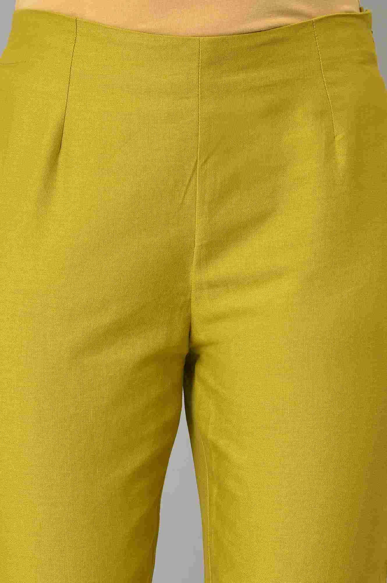 Green Embroidered Slim Pants - wforwoman