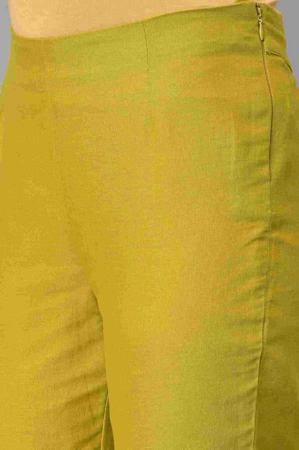 Plus Size Green Embroidered Slim Pants