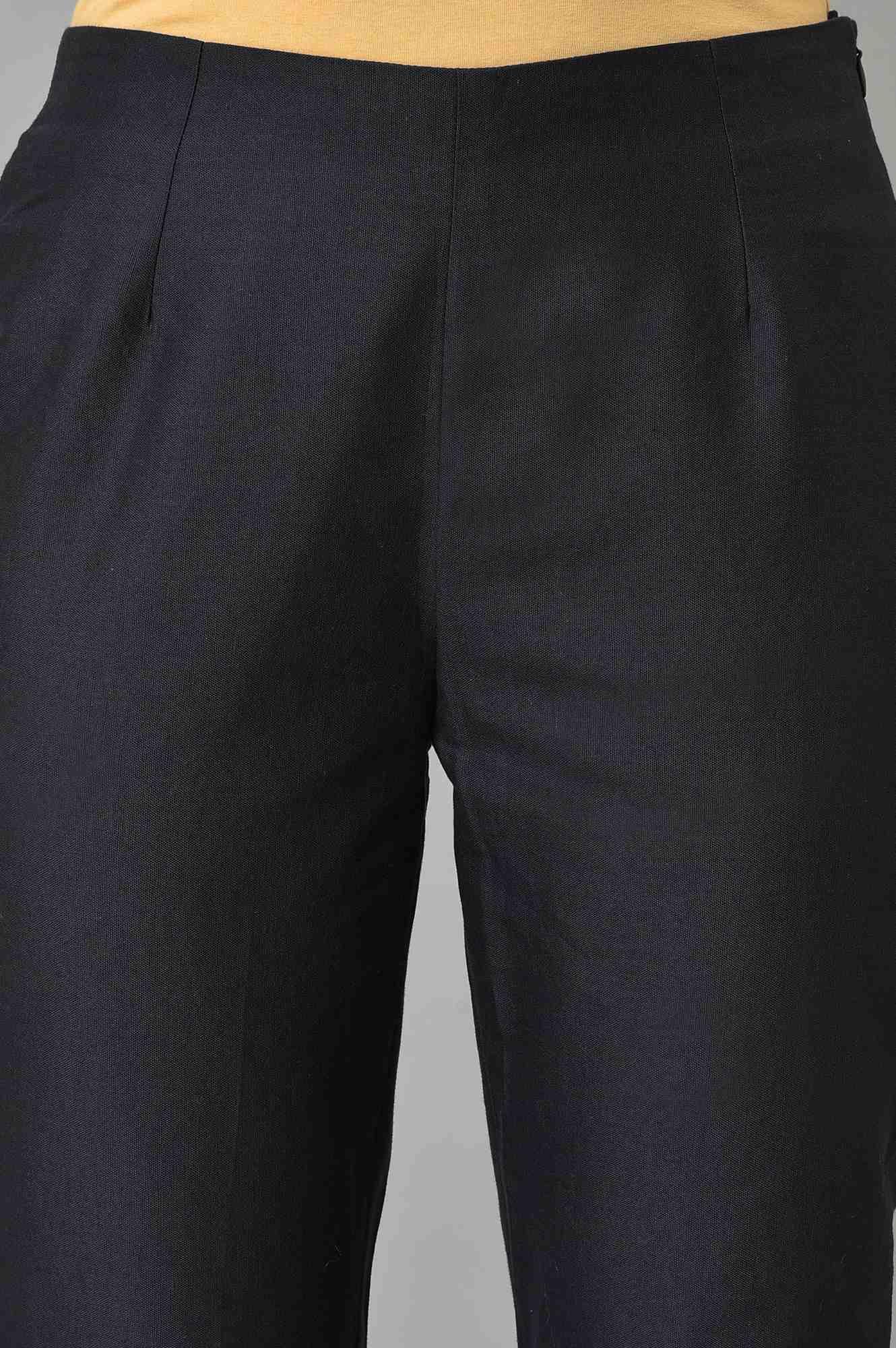 Black Slim Pants With Embroidery - wforwoman