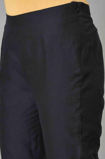 Black Plus Size Slim Pants With Embroidery - wforwoman