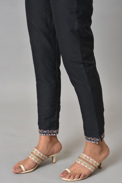 Black Slim Pants With Embroidery - wforwoman
