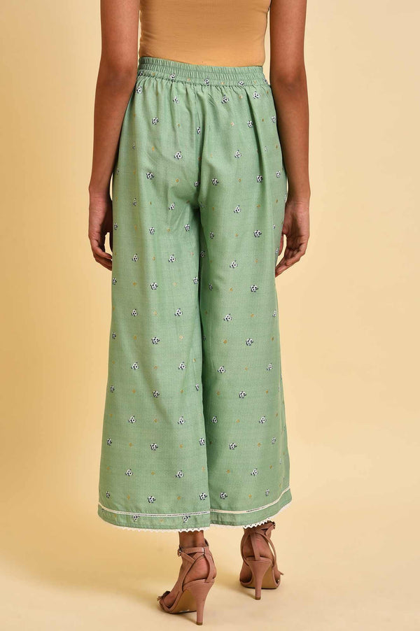 Light Green Floral Printed Parallel Pants