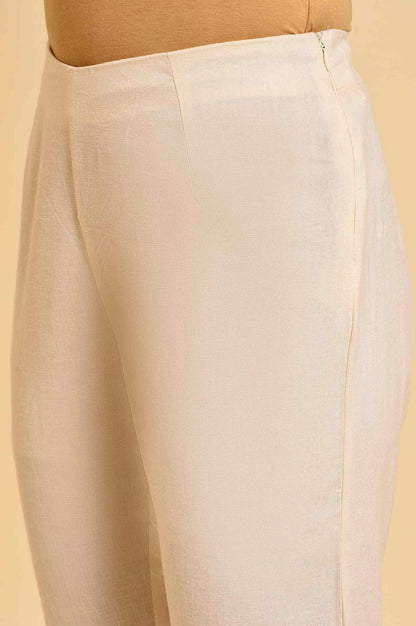 Ecru Lace Cotton Flax Slim Pants - wforwoman