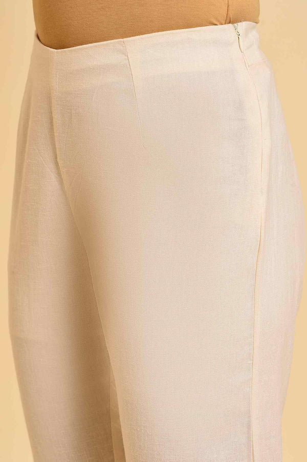 Ecru Lace Cotton Flax Slim Pants