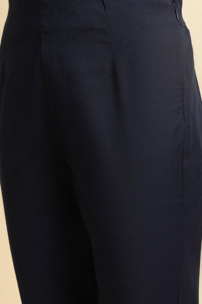 Blue Lace Cotton Flax Slim Pants - wforwoman