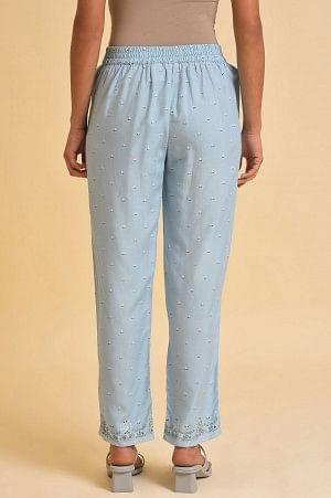 Blue Plus Size Slim Pants