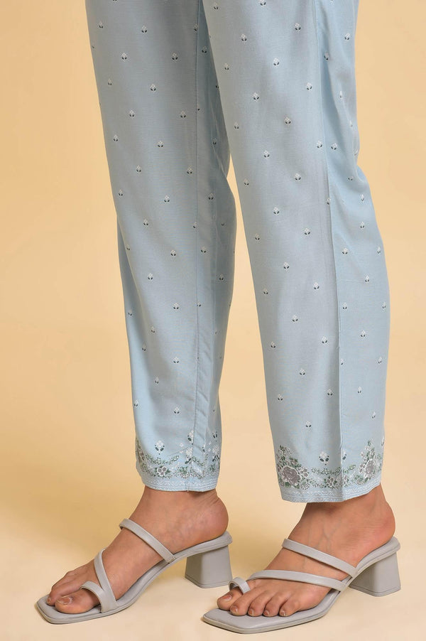 Blue Printed Slim Pants