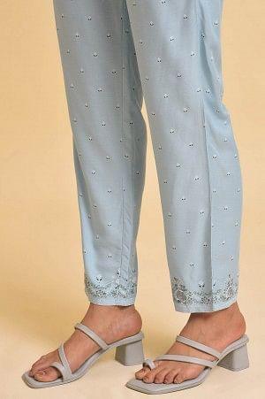 Blue Plus Size Slim Pants