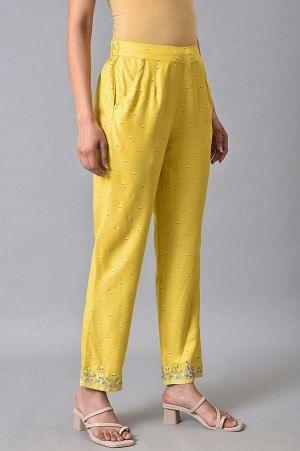 Yellow Plus Size Slim Pants