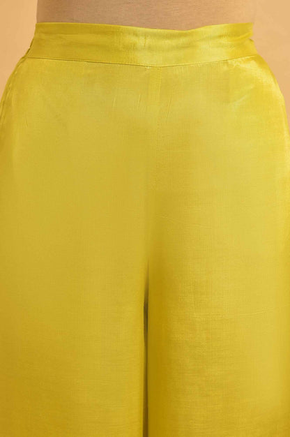 Yellow Parallel Pants With Lace And Embroidery - wforwoman