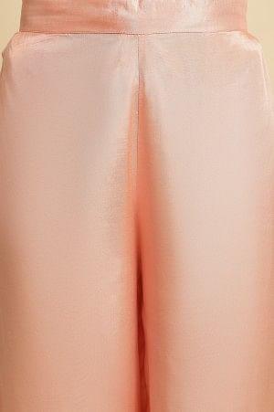 Plus Size Pink Parallel Pants With Lace And Embroidery - wforwoman