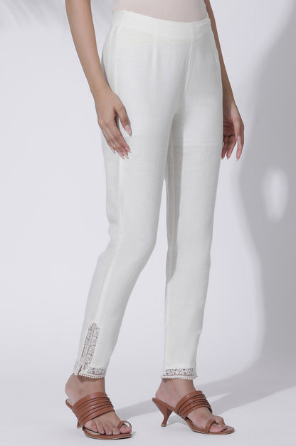 Ecru Rayon A-line Kurta and Slim Pant Set