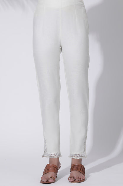 Ecru Rayon A-line Kurta and Slim Pant Set