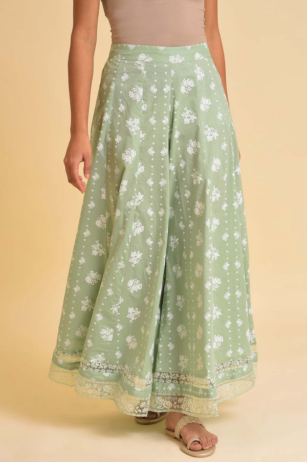 Green Printed Festive Culottes