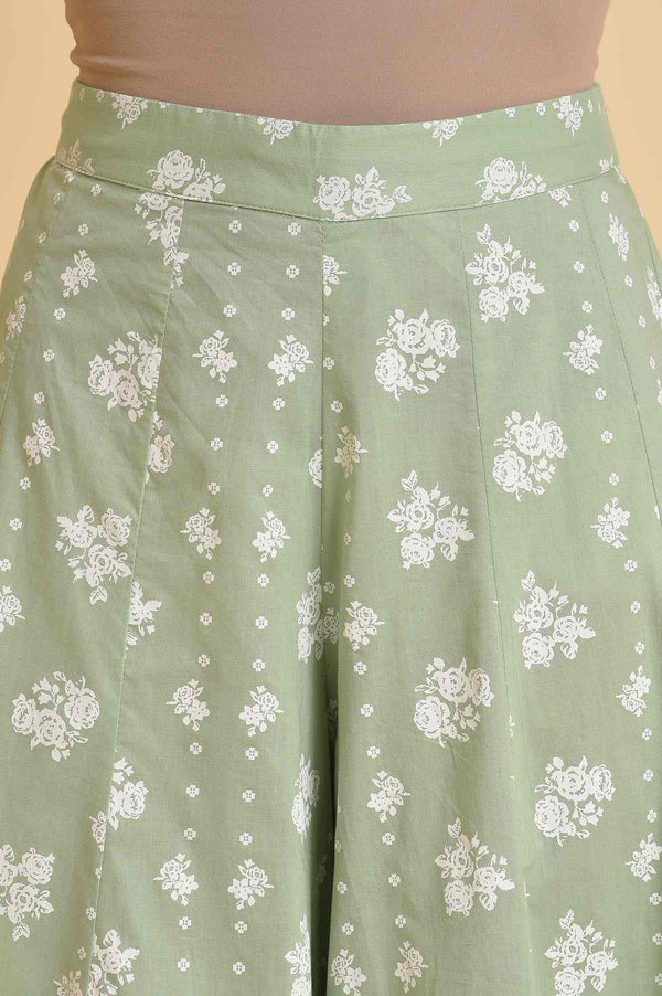 Green Printed Festive Culottes
