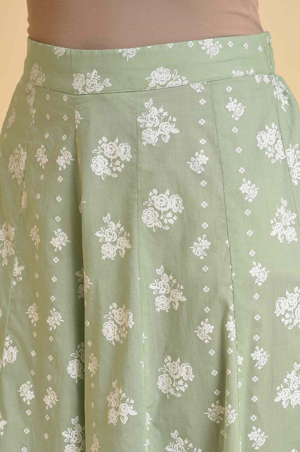 Green Printed Festive Culottes