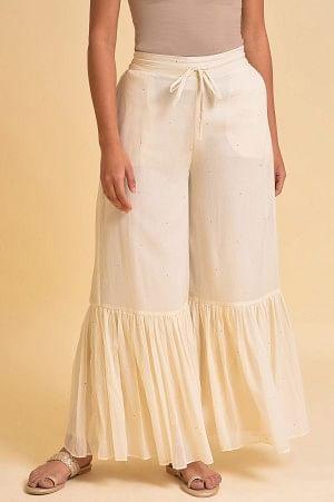 Plus Size Ecru Solid Flared Sharara - 20