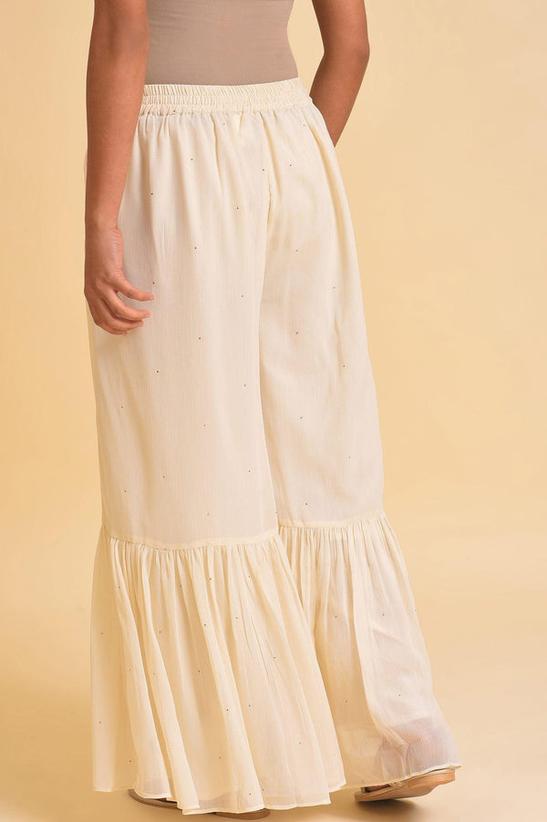 Ecru Solid Flared Sharara