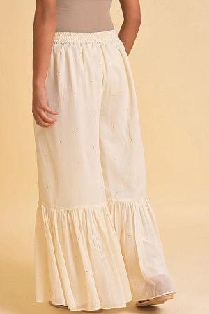 Plus Size Ecru Solid Flared Sharara