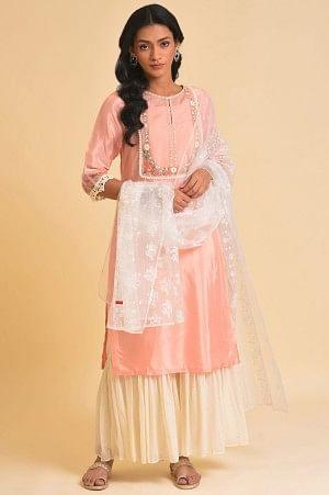 Plus Size Ecru Solid Flared Sharara
