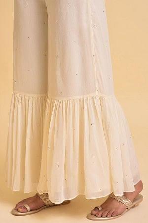 Plus Size Ecru Solid Flared Sharara