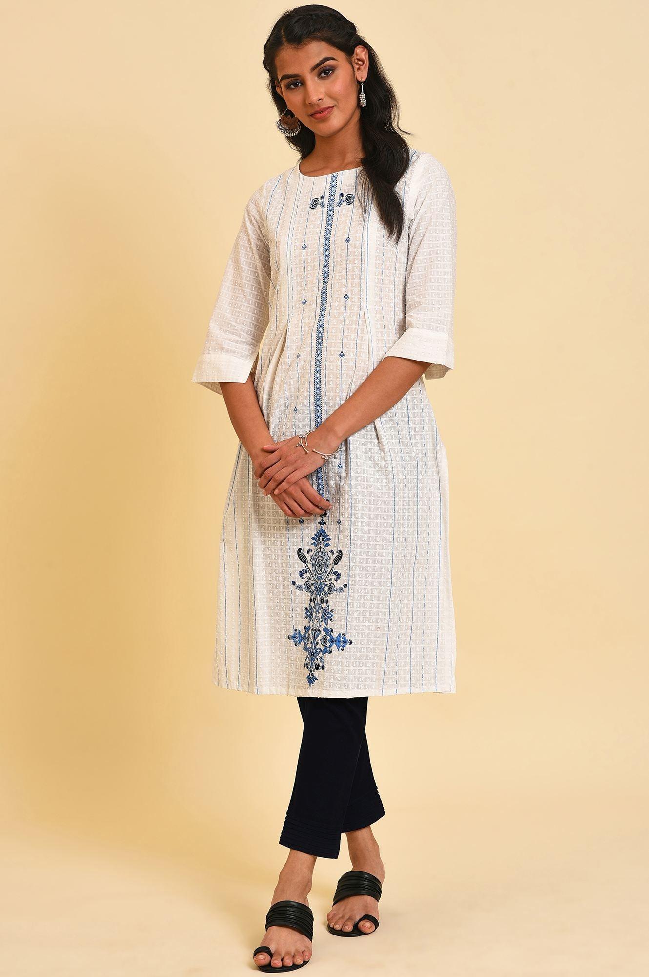 Blue Slim Pants With Pleats At Hemline - wforwoman