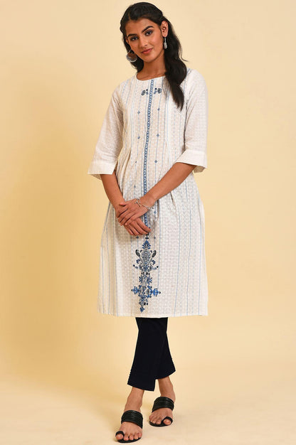 Blue Slim Pants With Pleats At Hemline - wforwoman