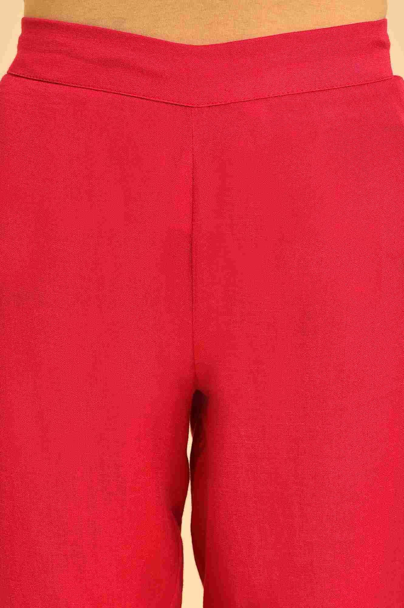 Pink Embroidered Slim Pants - wforwoman