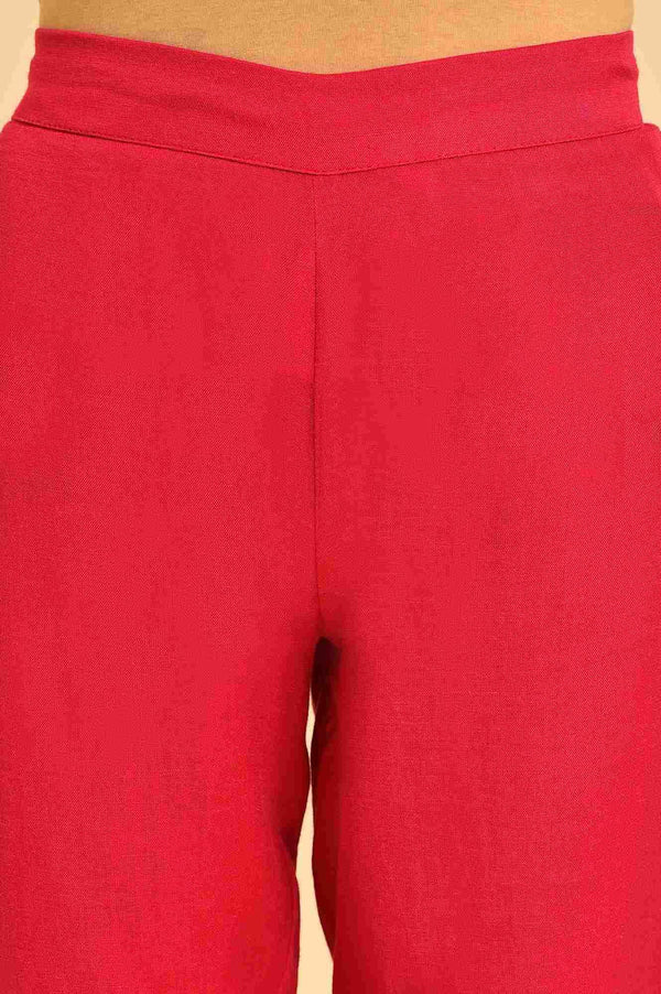 Pink Embroidered Slim Pants
