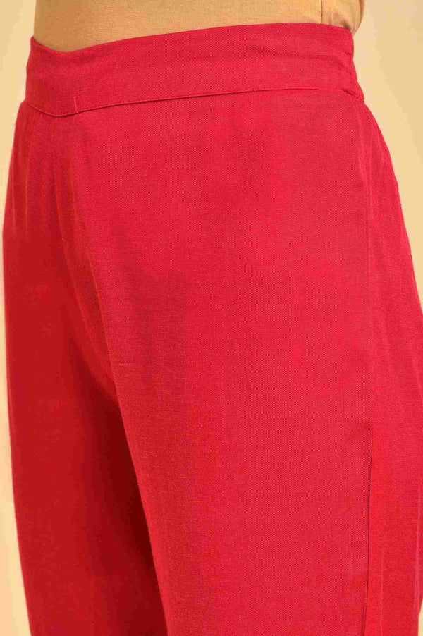 Pink Embroidered Slim Pants
