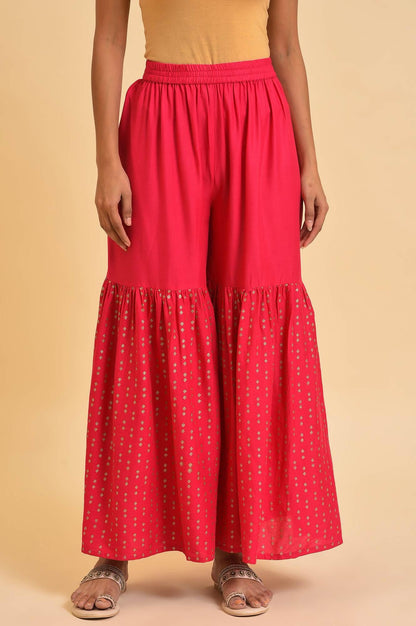 Pink Glitter Printed Sharara Pants - wforwoman