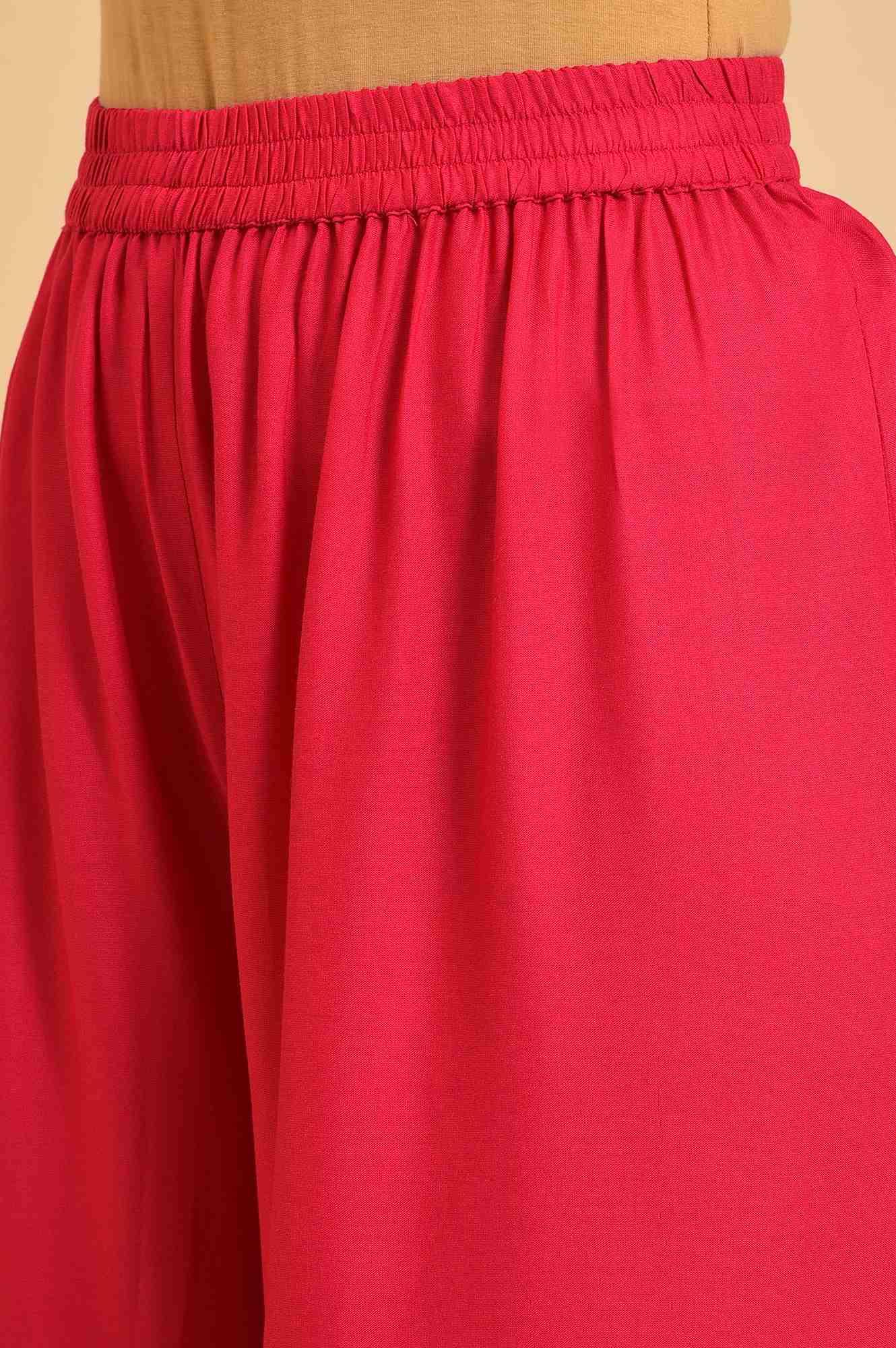 Pink Glitter Printed Sharara Pants - wforwoman