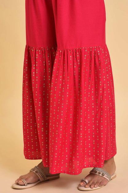 Pink Glitter Printed Sharara Pants - wforwoman