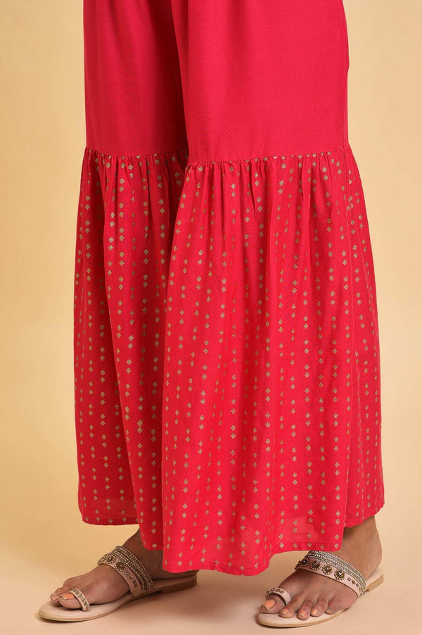 Pink Glitter Printed Sharara Pants