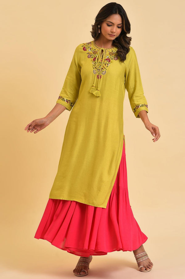 Pink Tiered Solid Sharara