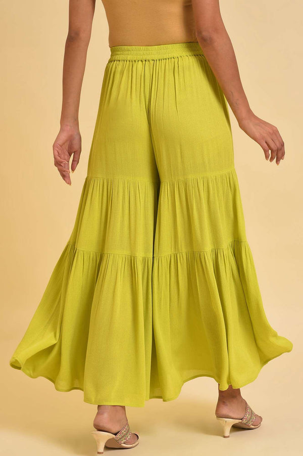 Green Tiered Solid Sharara