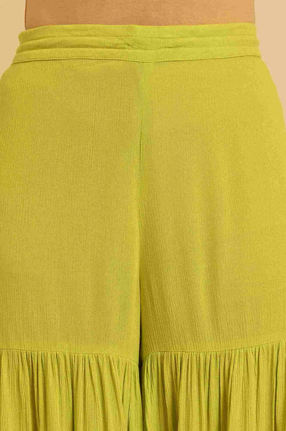 Green Tiered Solid Sharara - wforwoman