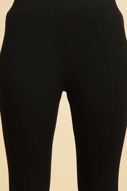 Black Solid Skinny Knit Tights