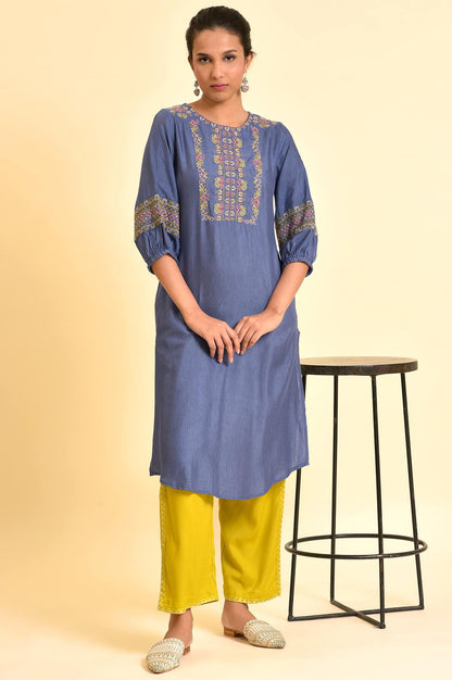 Green Lace Inserted Straight Pants - wforwoman