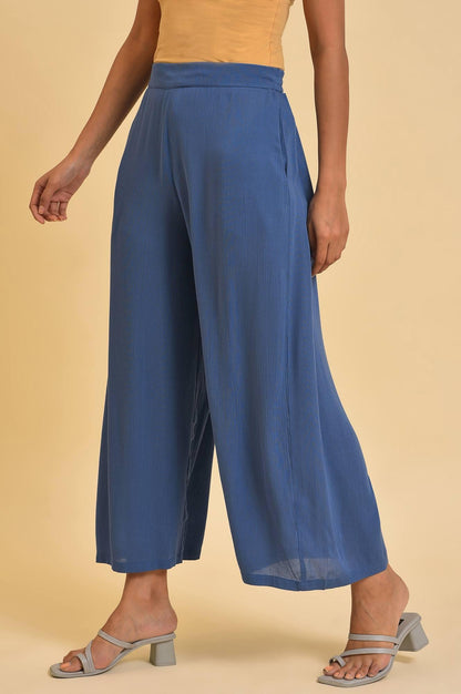 Blue Crinkle Parallel Pants - wforwoman