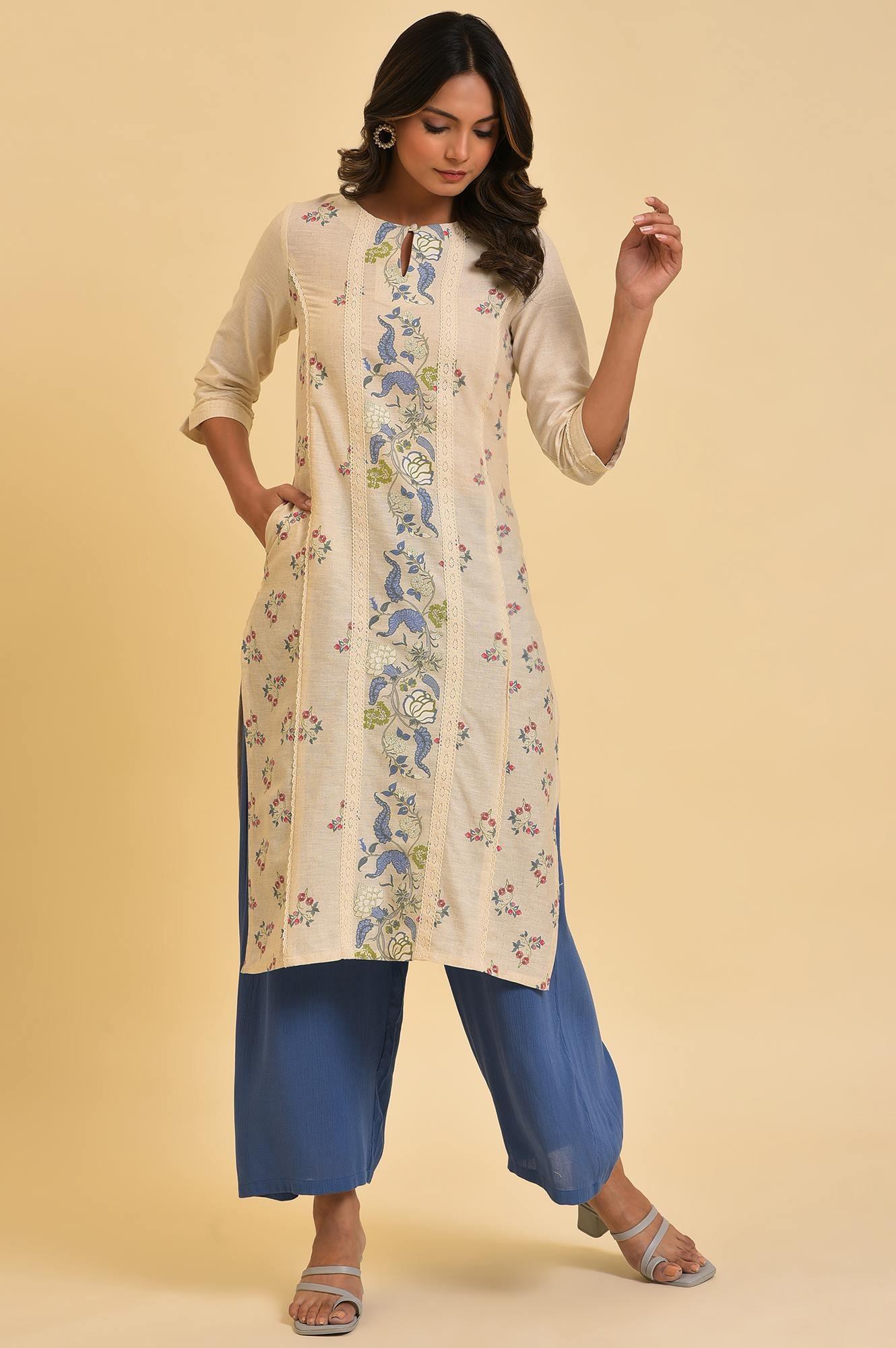 Blue Crinkle Parallel Pants - wforwoman