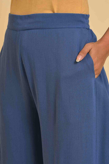 Blue Crinkle Parallel Pants - wforwoman