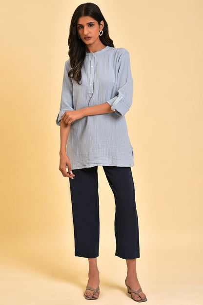 Dark Blue Straight Western Pants - wforwoman