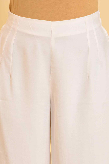 Ecru Inverted Box Pleats Flared Pants - wforwoman