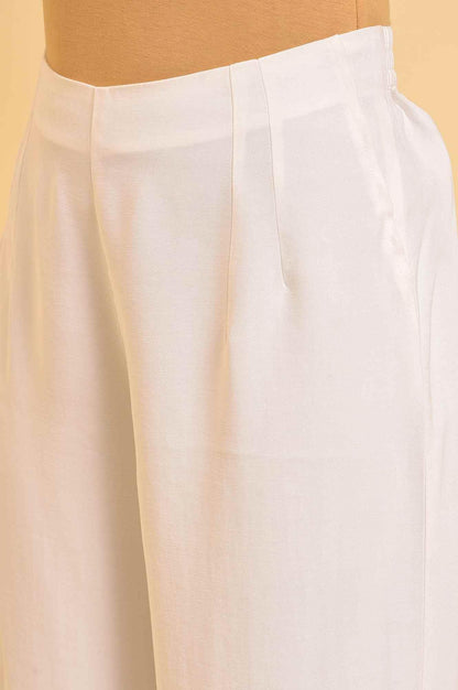 Ecru Inverted Box Pleats Flared Pants - wforwoman